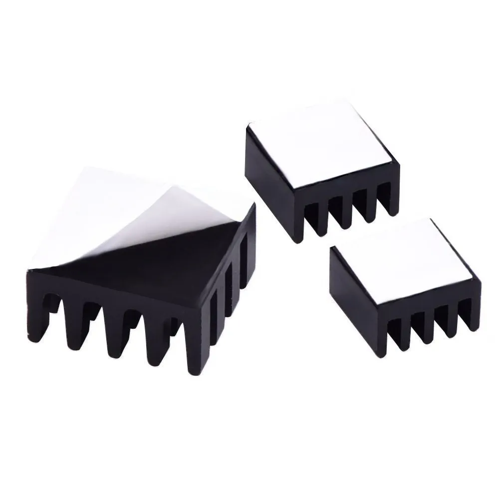 3pcs Aluminum Heatsink with Thermal Tape for Raspberry Pi 4 Model B - Black