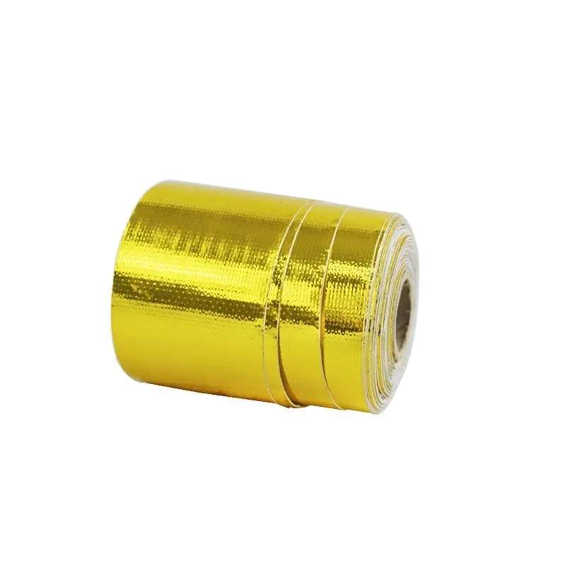 A Gold Car Thermal Exhaust Tape Air Intake Heat Insulation Shield Wrap 50mm Reflective Heat Barrier Self Adhesive Engine 5/10M