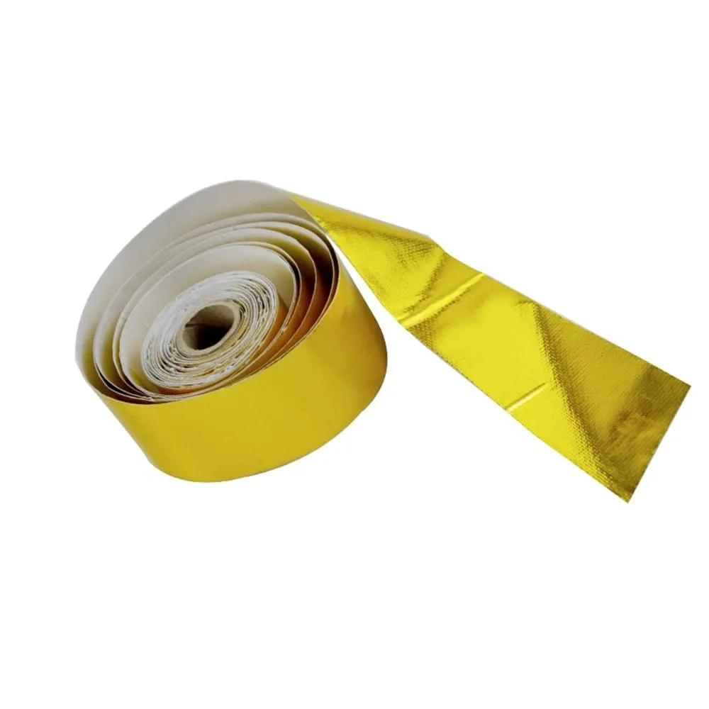 A Gold Car Thermal Exhaust Tape Air Intake Heat Insulation Shield Wrap 50mm Reflective Heat Barrier Self Adhesive Engine 5/10M