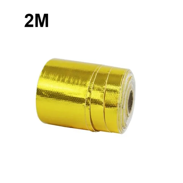 A Gold Car Thermal Exhaust Tape Air Intake Heat Insulation Shield Wrap 50mm Reflective Heat Barrier Self Adhesive Engine 5/10M