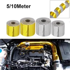 A Gold Car Thermal Exhaust Tape Air Intake Heat Insulation Shield Wrap 50mm Reflective Heat Barrier Self Adhesive Engine 5/10M