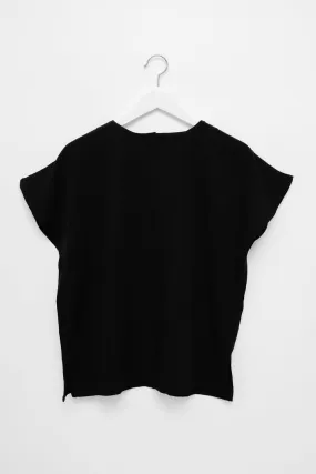 BLACK VISCOSE RELAXED VINTAGE BLOUSE