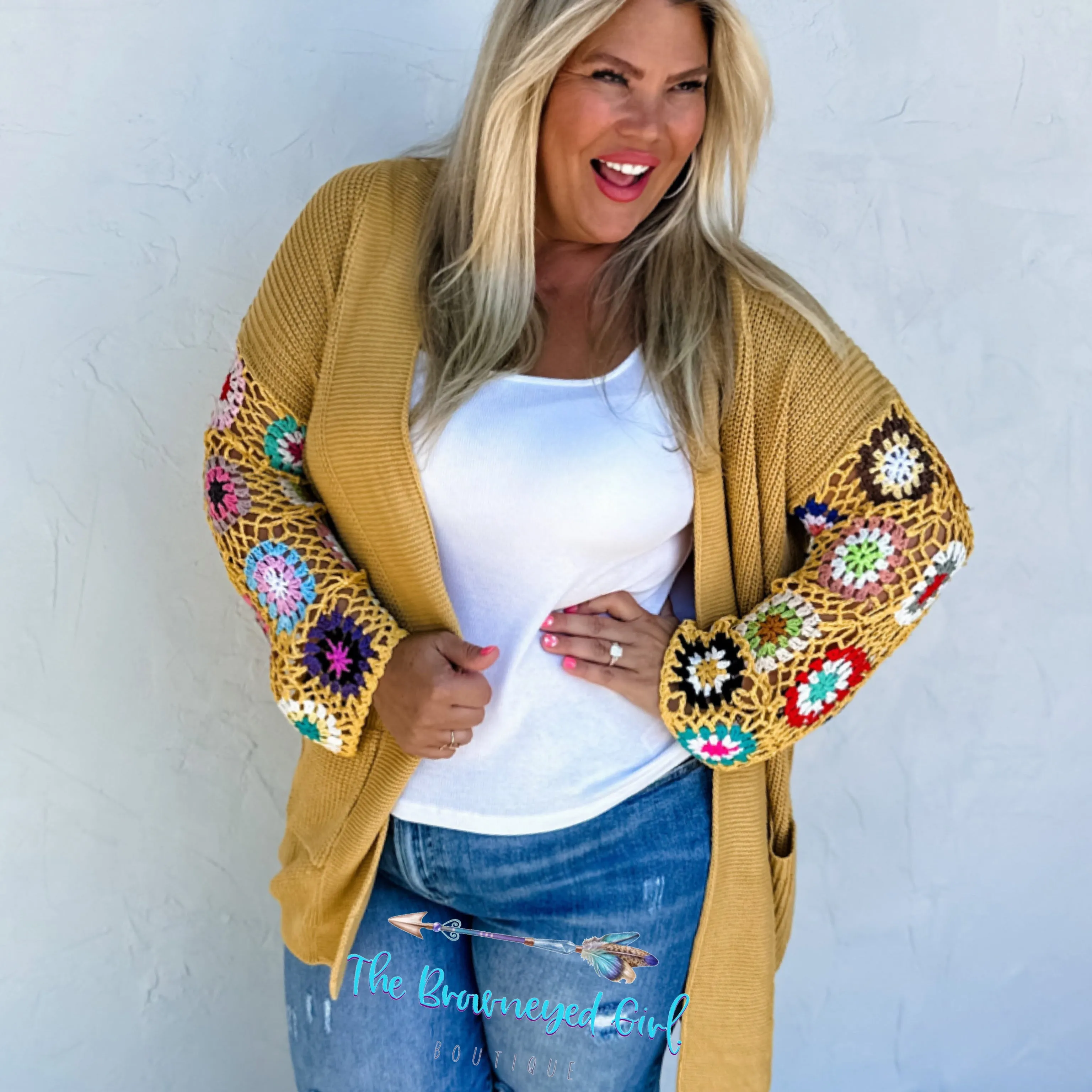 Boho Shabby Chic Crochet Sleeve Cardigan