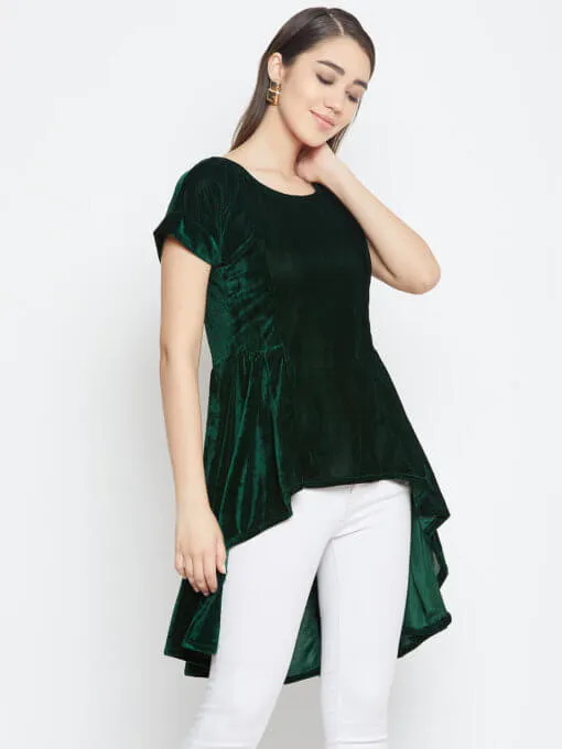 Bottle Green Velvet Top