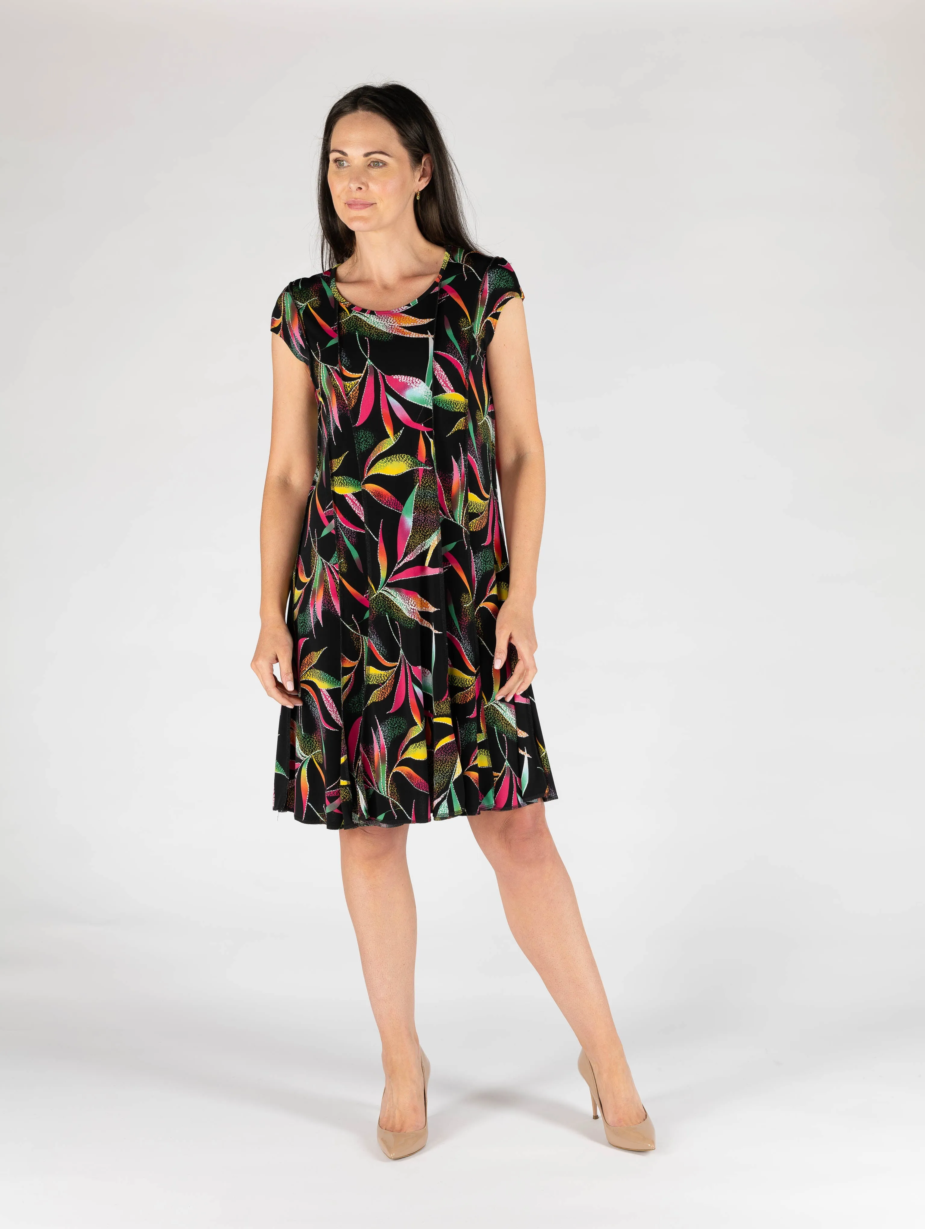 Bright leaf panelled dress