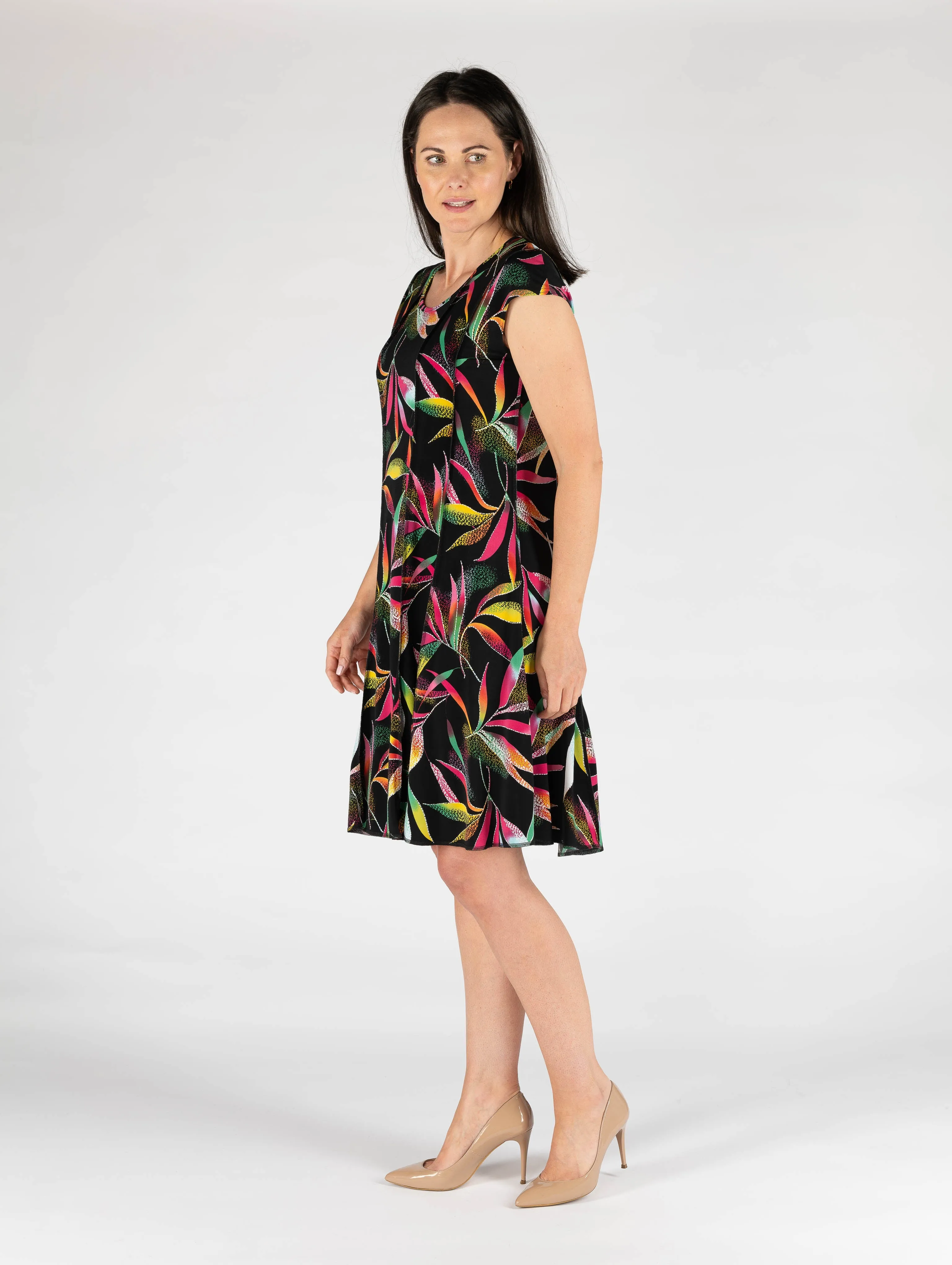 Bright leaf panelled dress