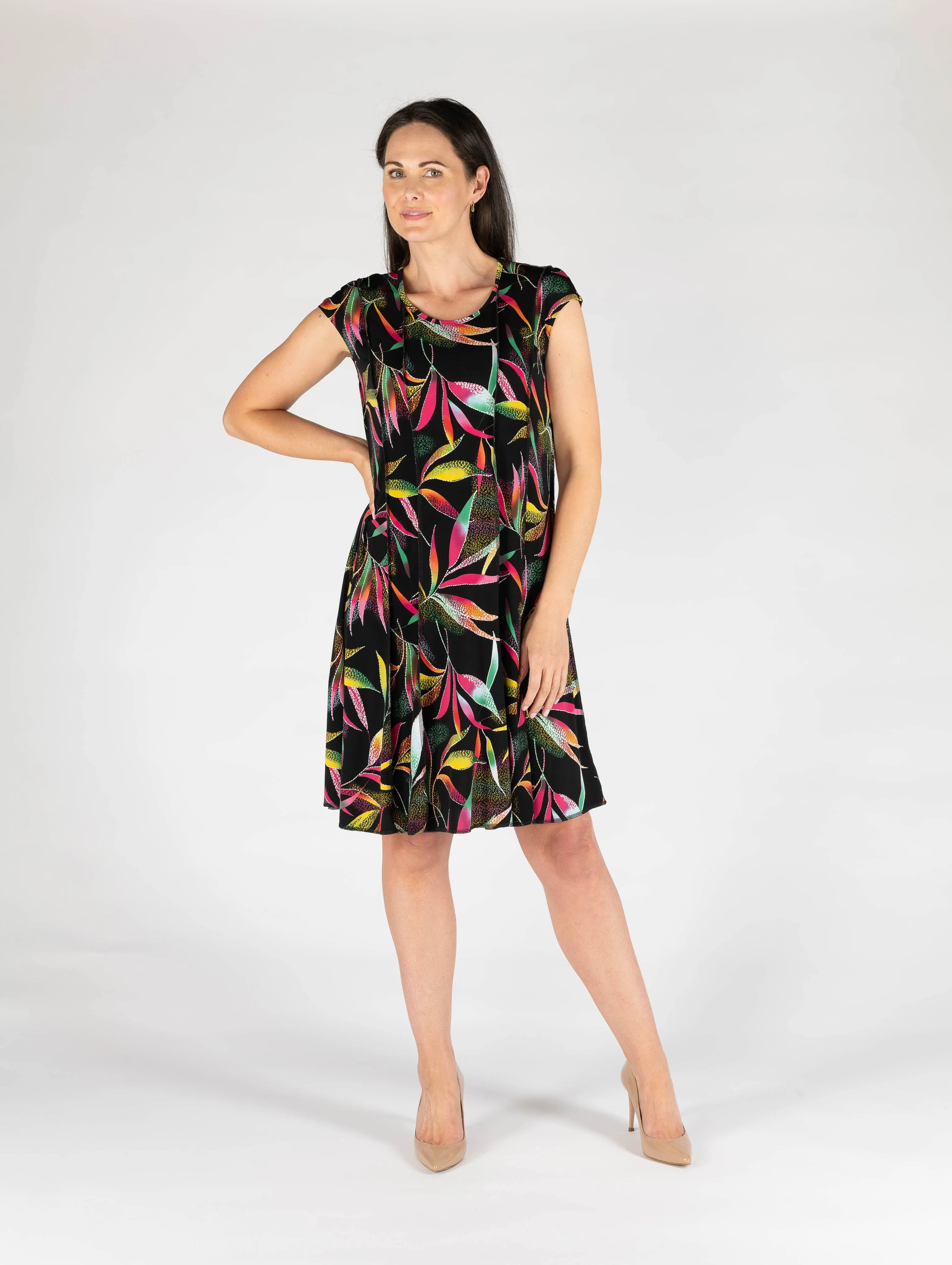 Bright leaf panelled dress