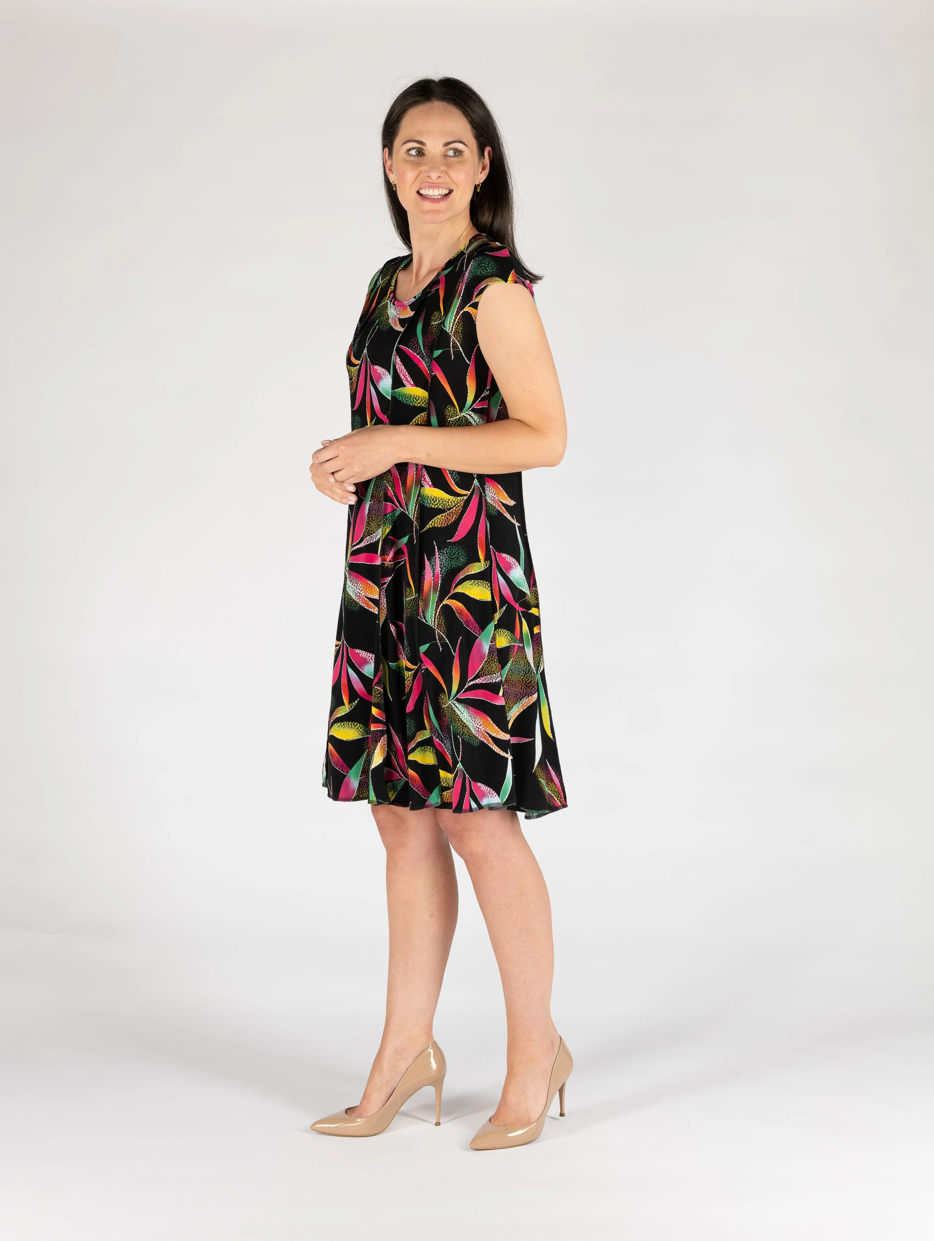 Bright leaf panelled dress