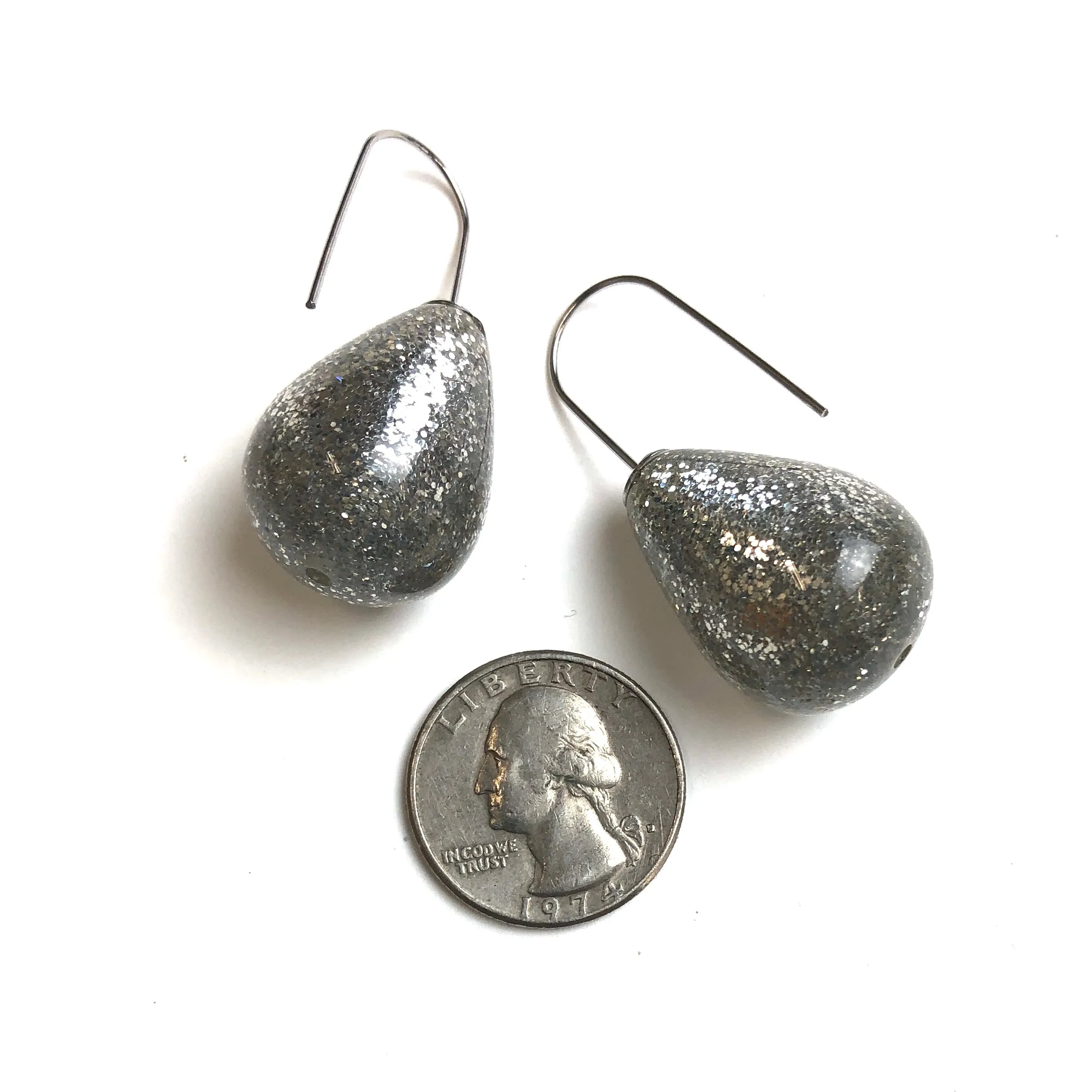 Bright Silver Glitter Bomb Drop Earrings