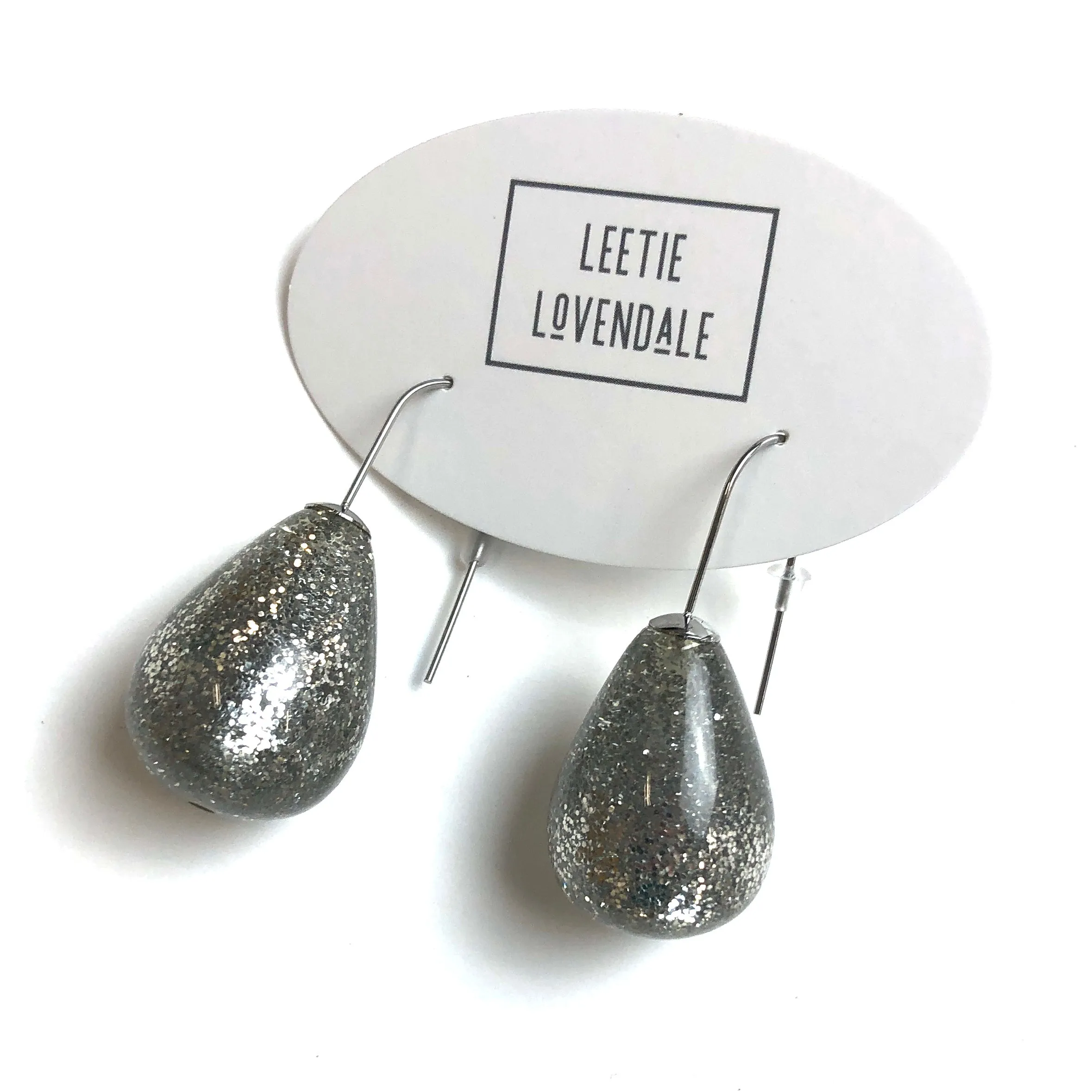 Bright Silver Glitter Bomb Drop Earrings