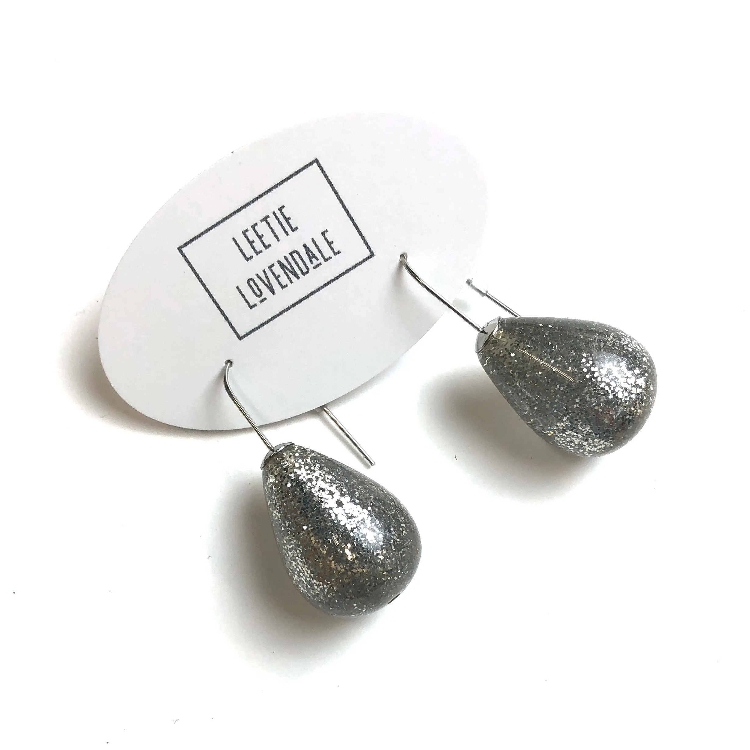 Bright Silver Glitter Bomb Drop Earrings