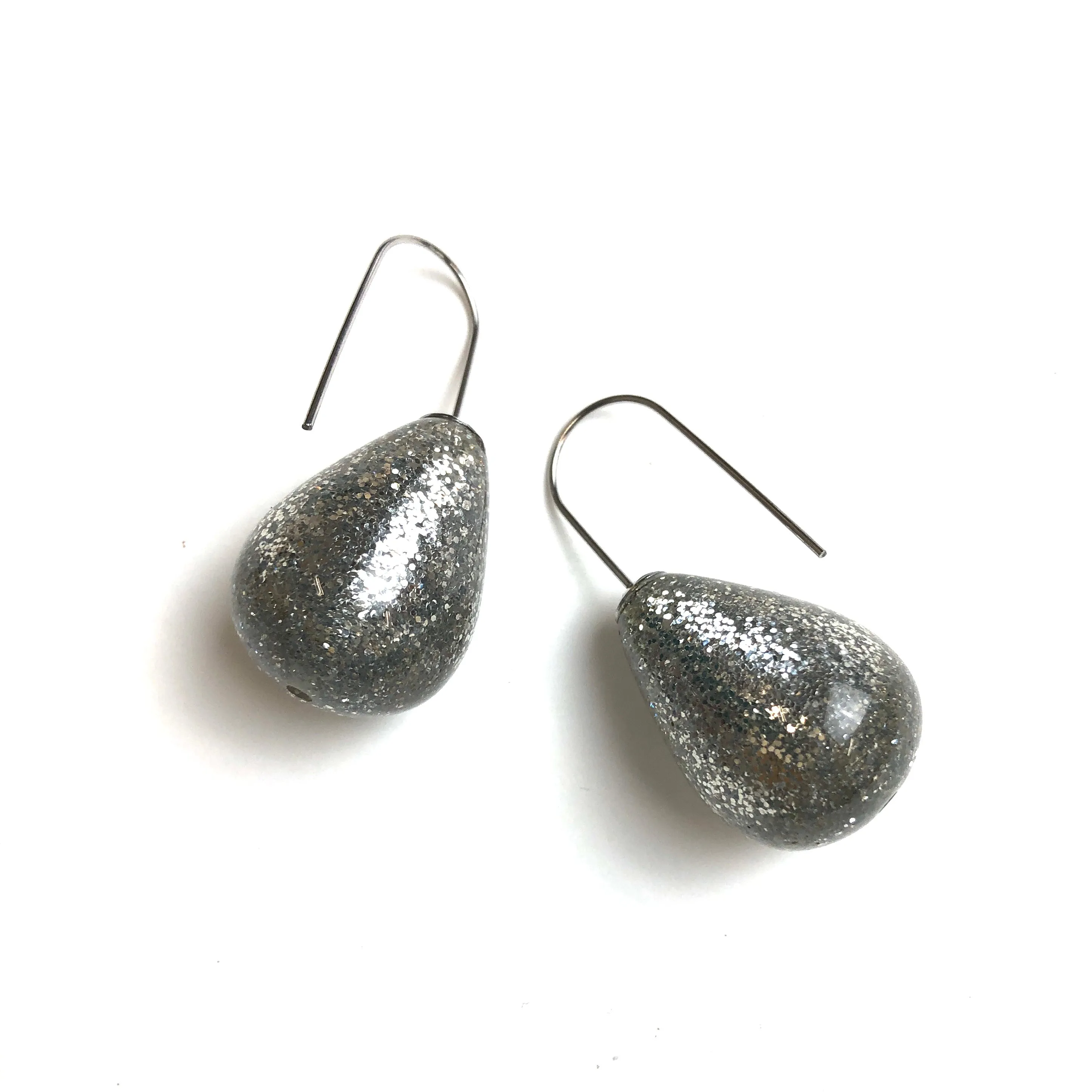 Bright Silver Glitter Bomb Drop Earrings