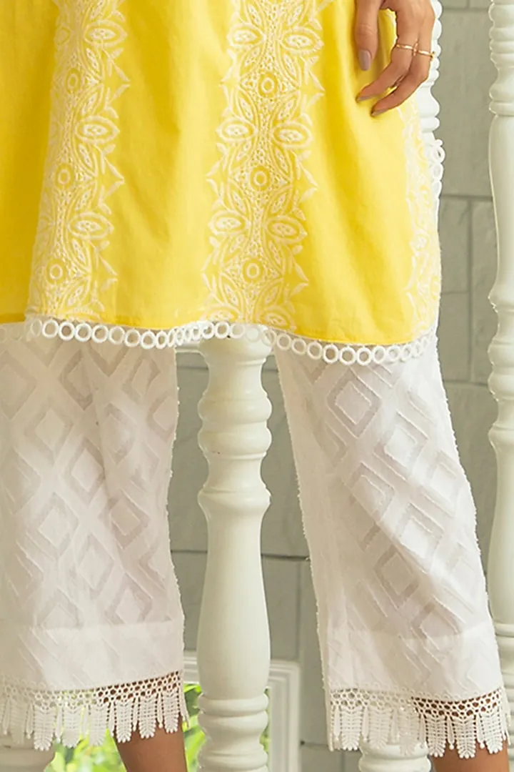 Bright Yellow Embroidered Kurta Set