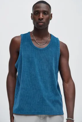 Cefalo Sweater Textured Relaxed Tank - Blue