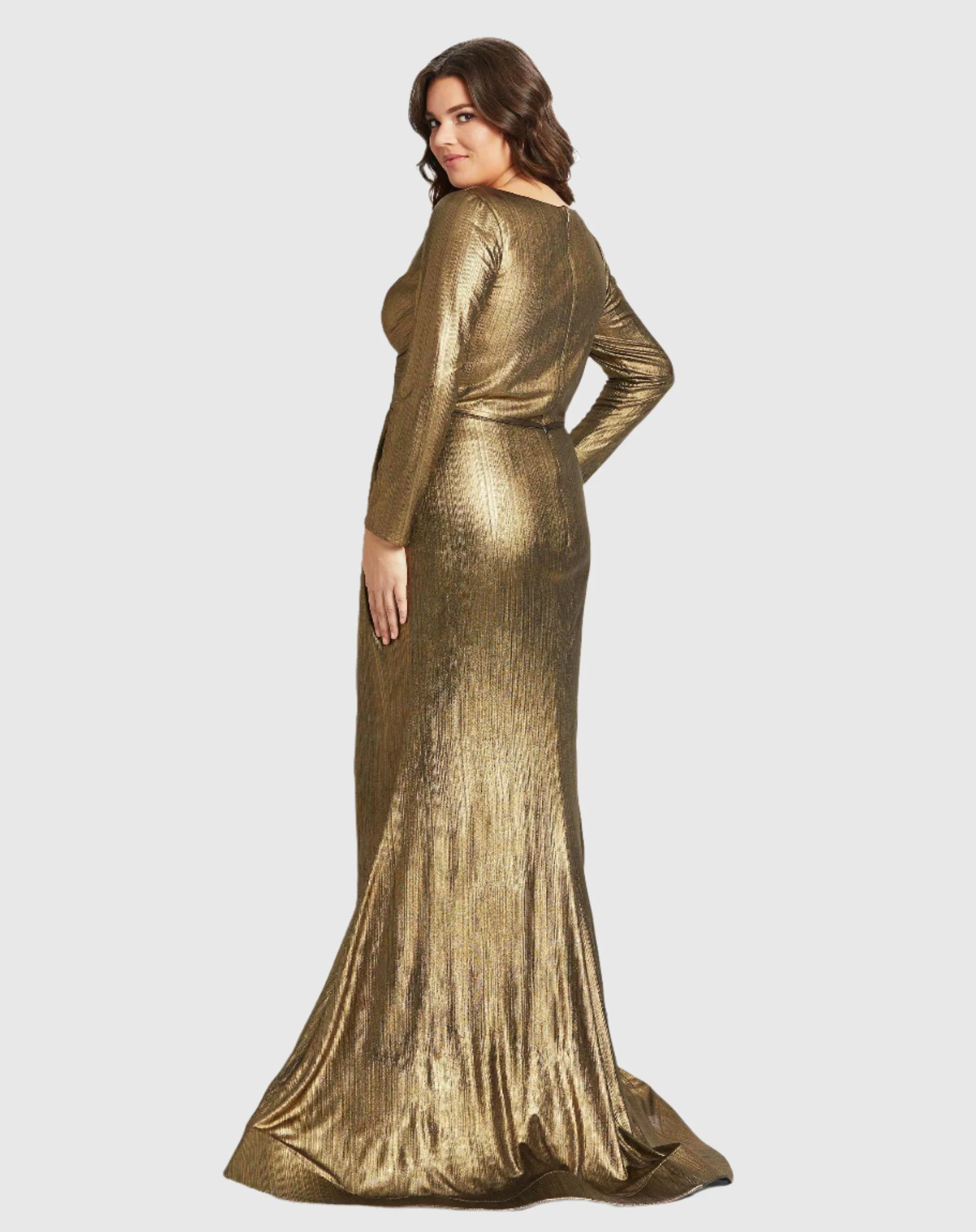 Chic Metallic Evening Gown (Plus)