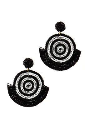 Chic Multi Bead And Fan Tassel Earring