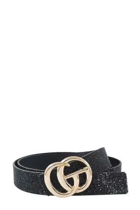 Chic Rhinestone And Letter Buckle Accented Belt