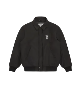 COLLARED VARSITY JACKET - BLACK