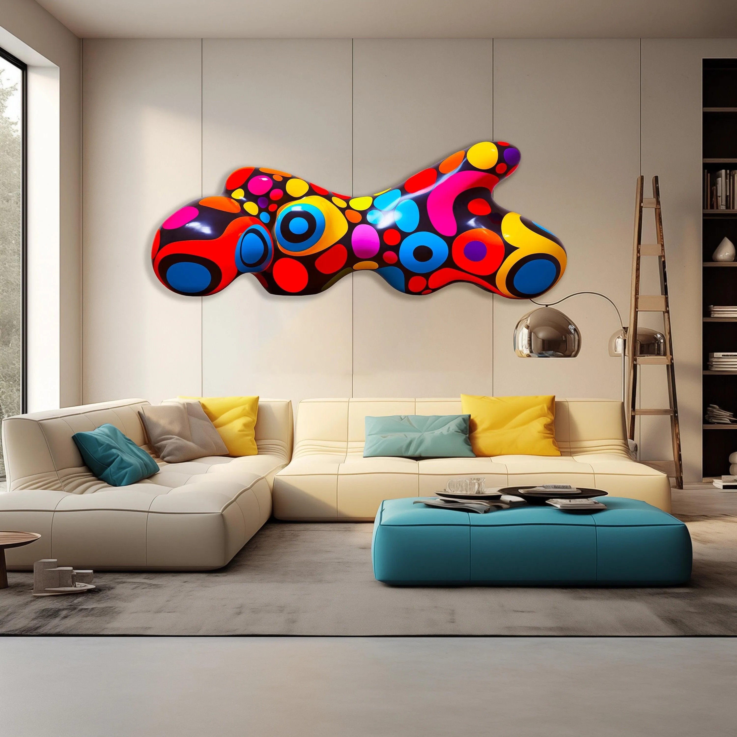 Colorful Multicolor Abstract Pop Art #25 Wall Sculpture Print on Plexiglass Wall Art by Artist: UniQstiQ Mid Century Modern Funky Wall Art Printed