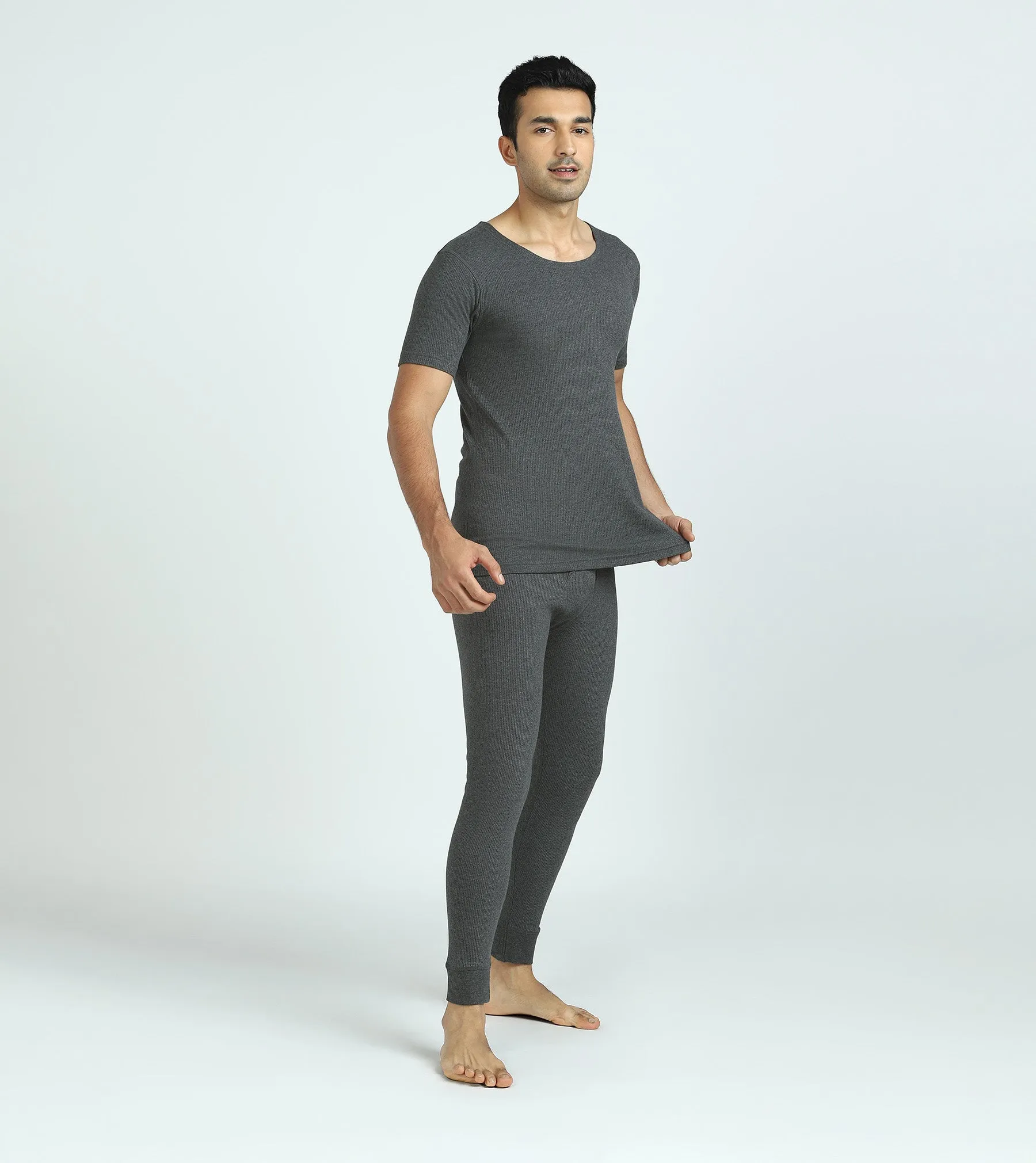 Cotton Rich Short Sleeve Thermal Set Graphite Grey