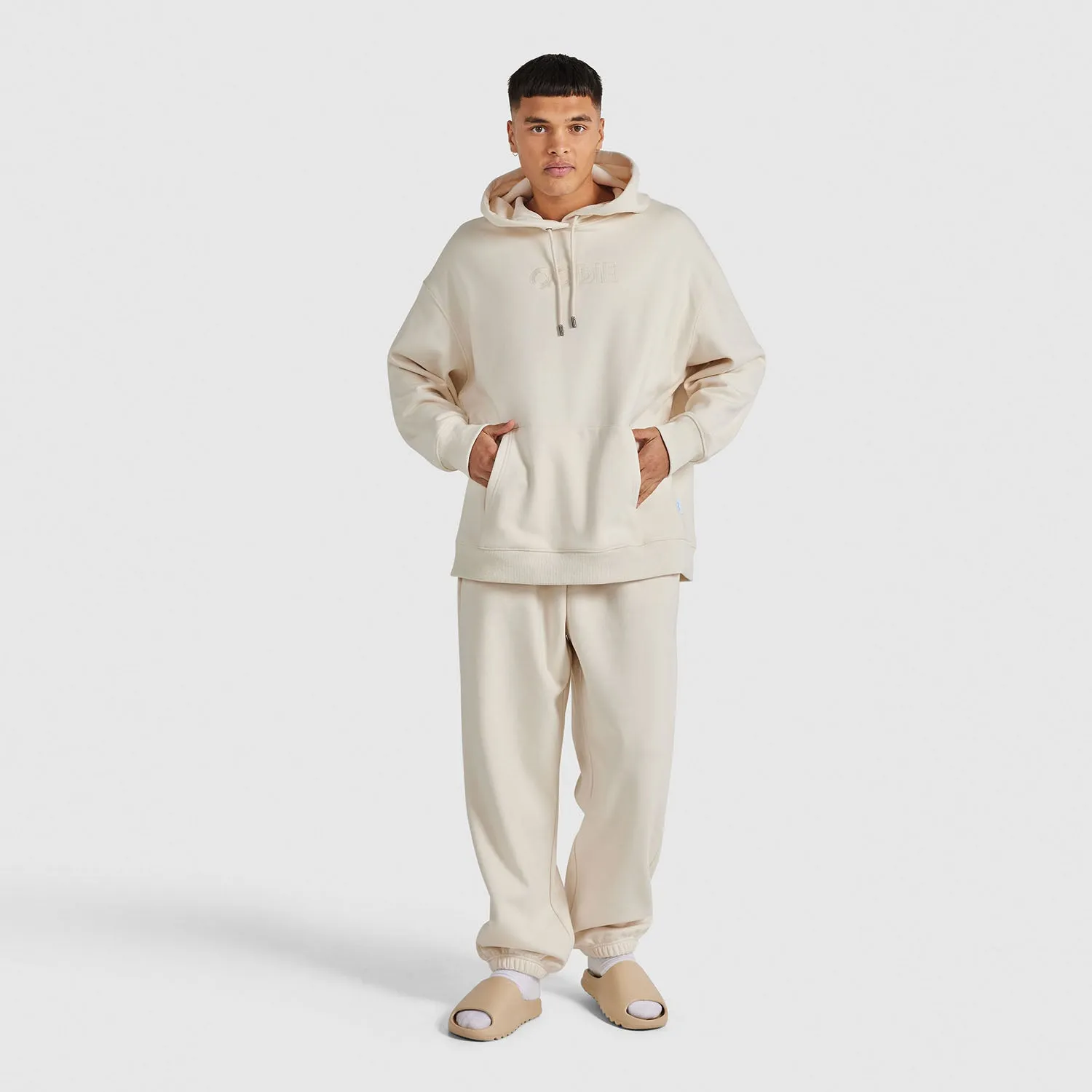 Cream Relaxed Cotton Fleece Trackpant