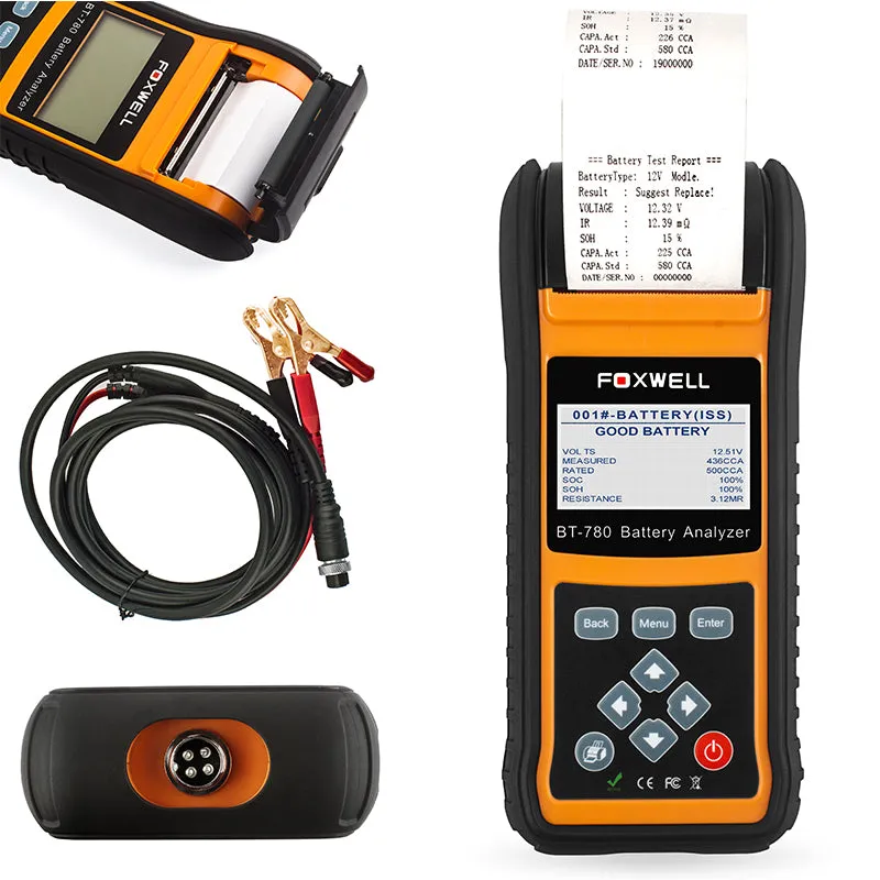 Foxwell BT780 Battery Analyzer Supports Start-Stop System Test With Built-in Thermal Printer