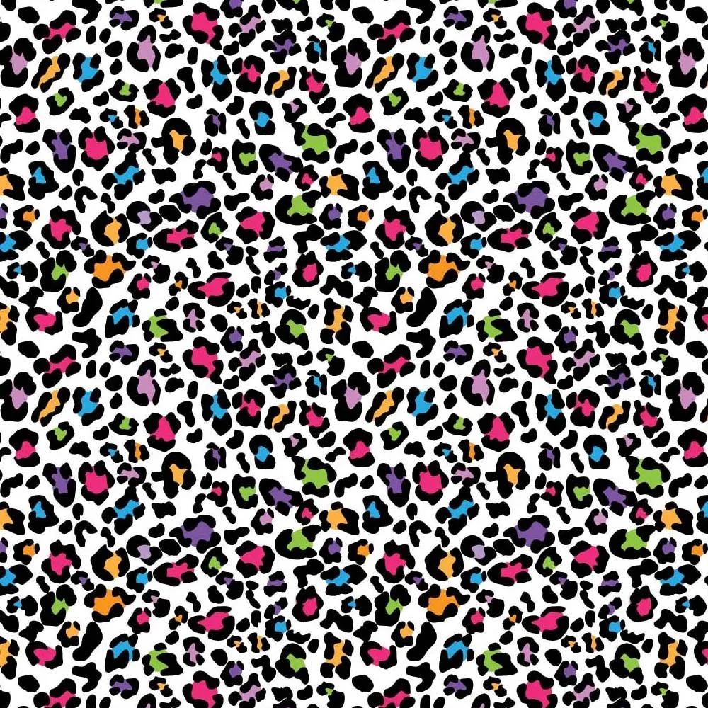 FS1024 Funky Leopard Cotton Fabric Rainbow