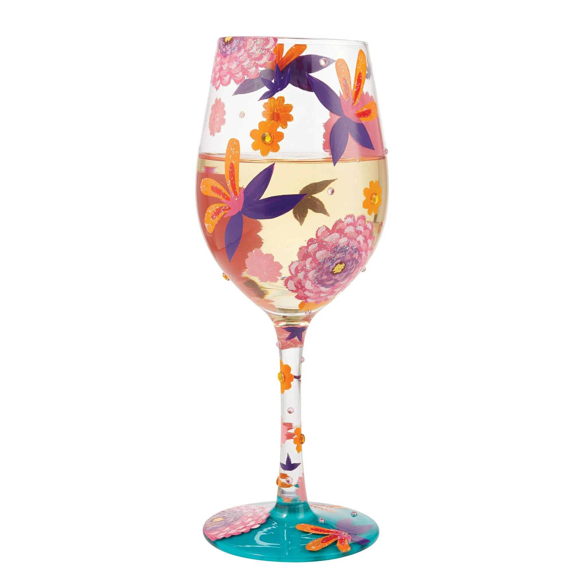 Funky Florals Mushrooms Hand Painted Wine Glass