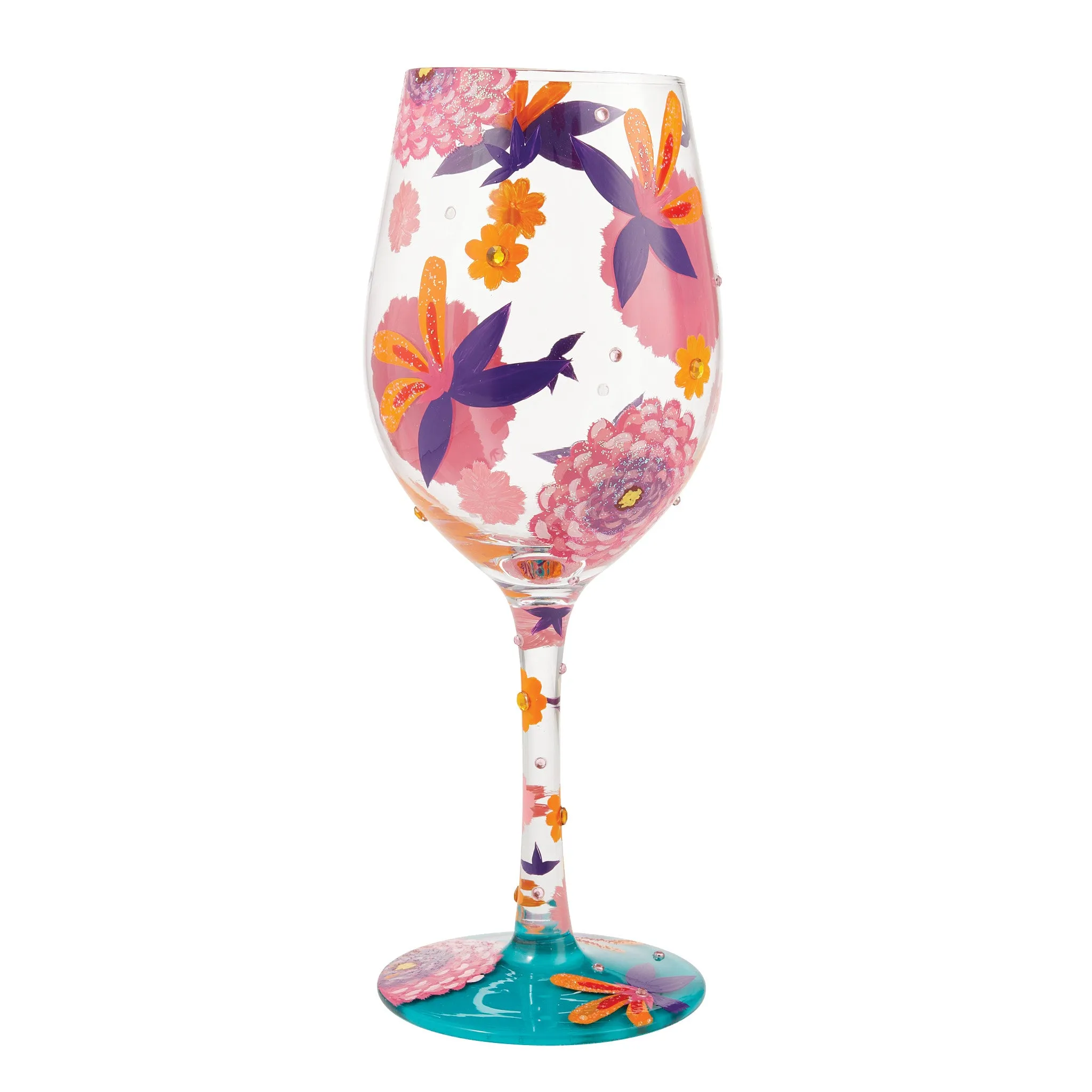 Funky Florals Mushrooms Hand Painted Wine Glass