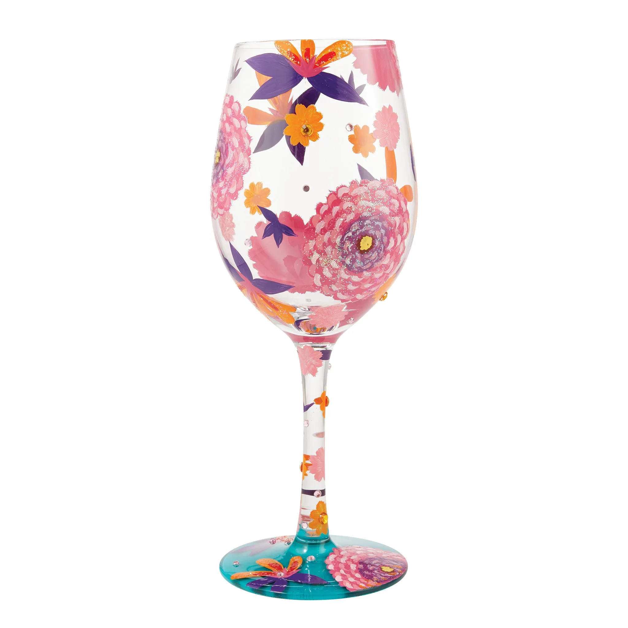 Funky Florals Mushrooms Hand Painted Wine Glass