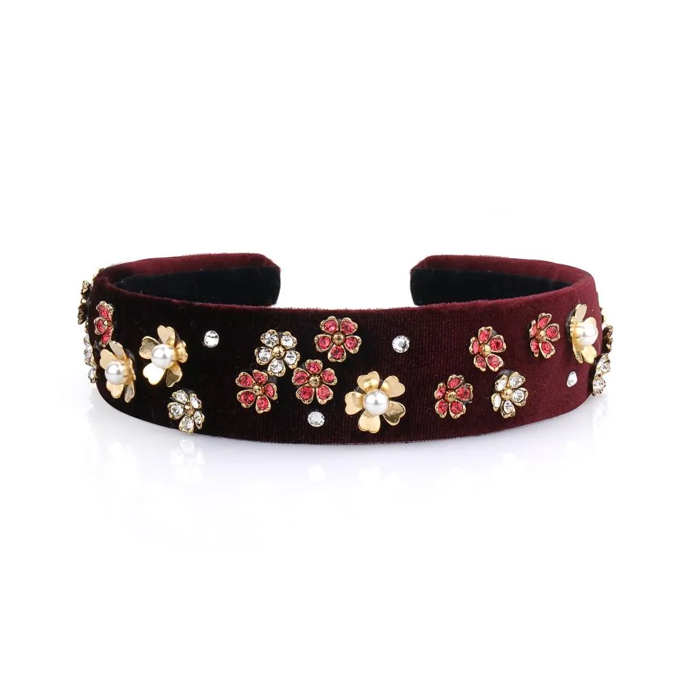 GOLD FLOWER VELVET HAIRBAND