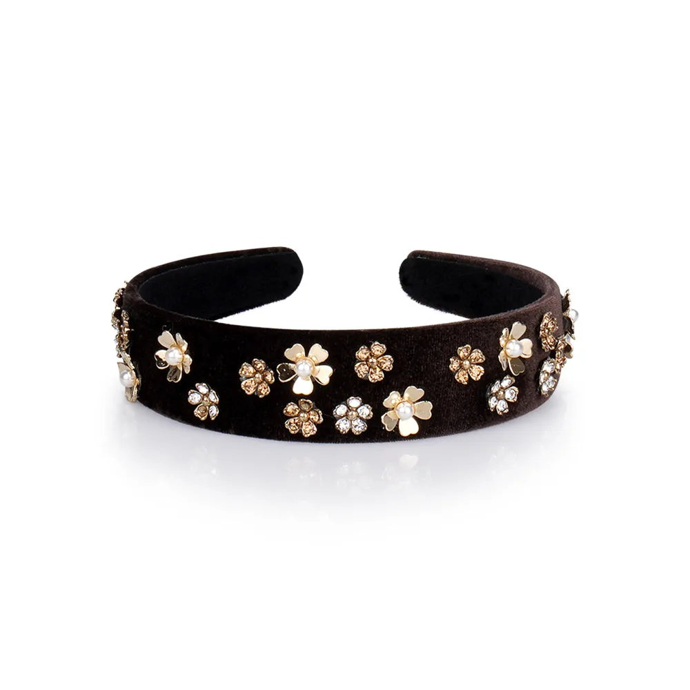 GOLD FLOWER VELVET HAIRBAND