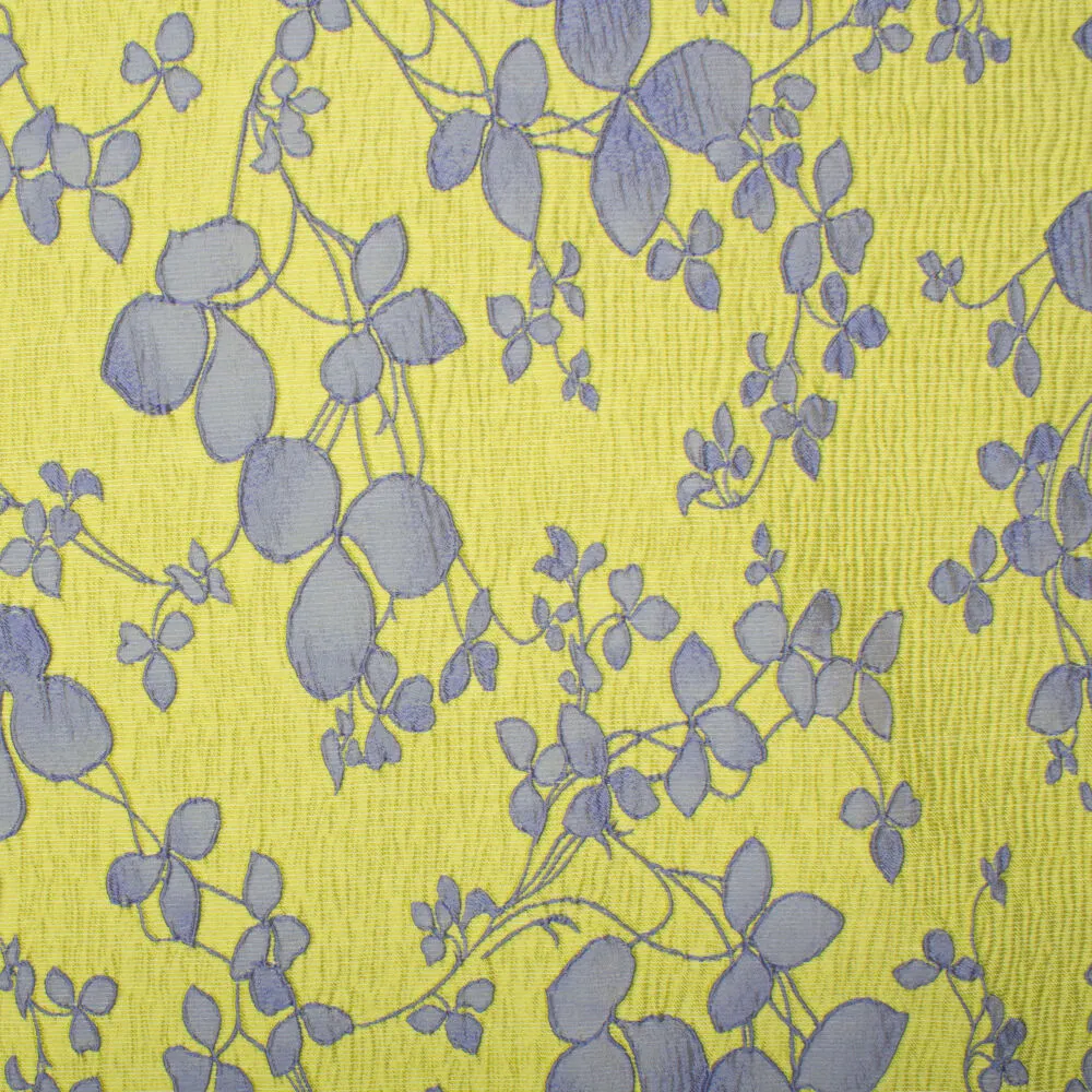 Lime & Periwinkle Floral Brocade