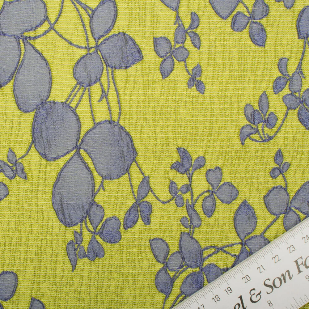 Lime & Periwinkle Floral Brocade