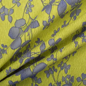 Lime & Periwinkle Floral Brocade