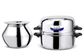 LLM Stainless Steel Double Delight Cook and Serve Pot Thermal Rice Cooker 1.5 Kg