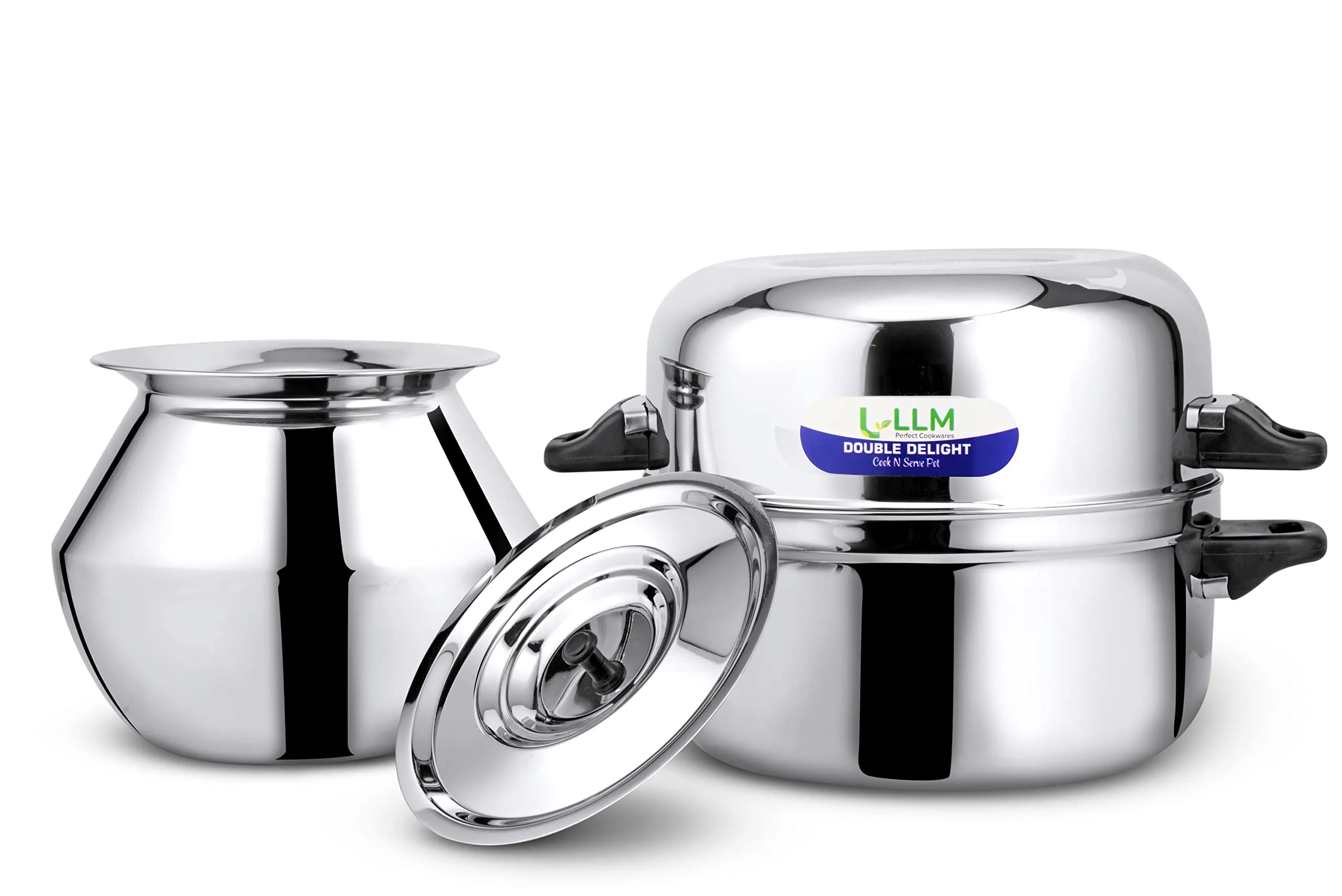 LLM Stainless Steel Double Delight Cook and Serve Pot Thermal Rice Cooker 1.5 Kg