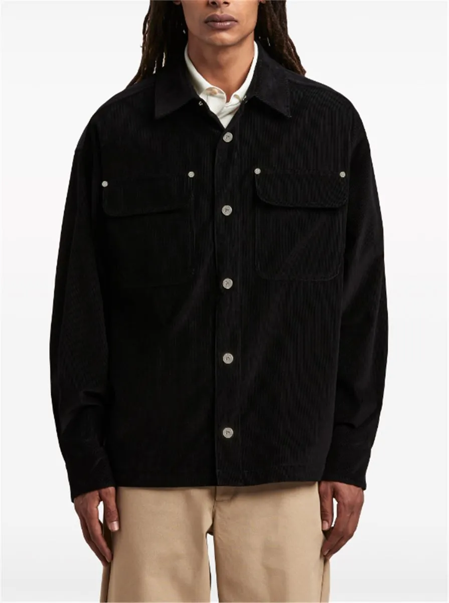 LOGO-PRINT VELVET OVERSHIRT