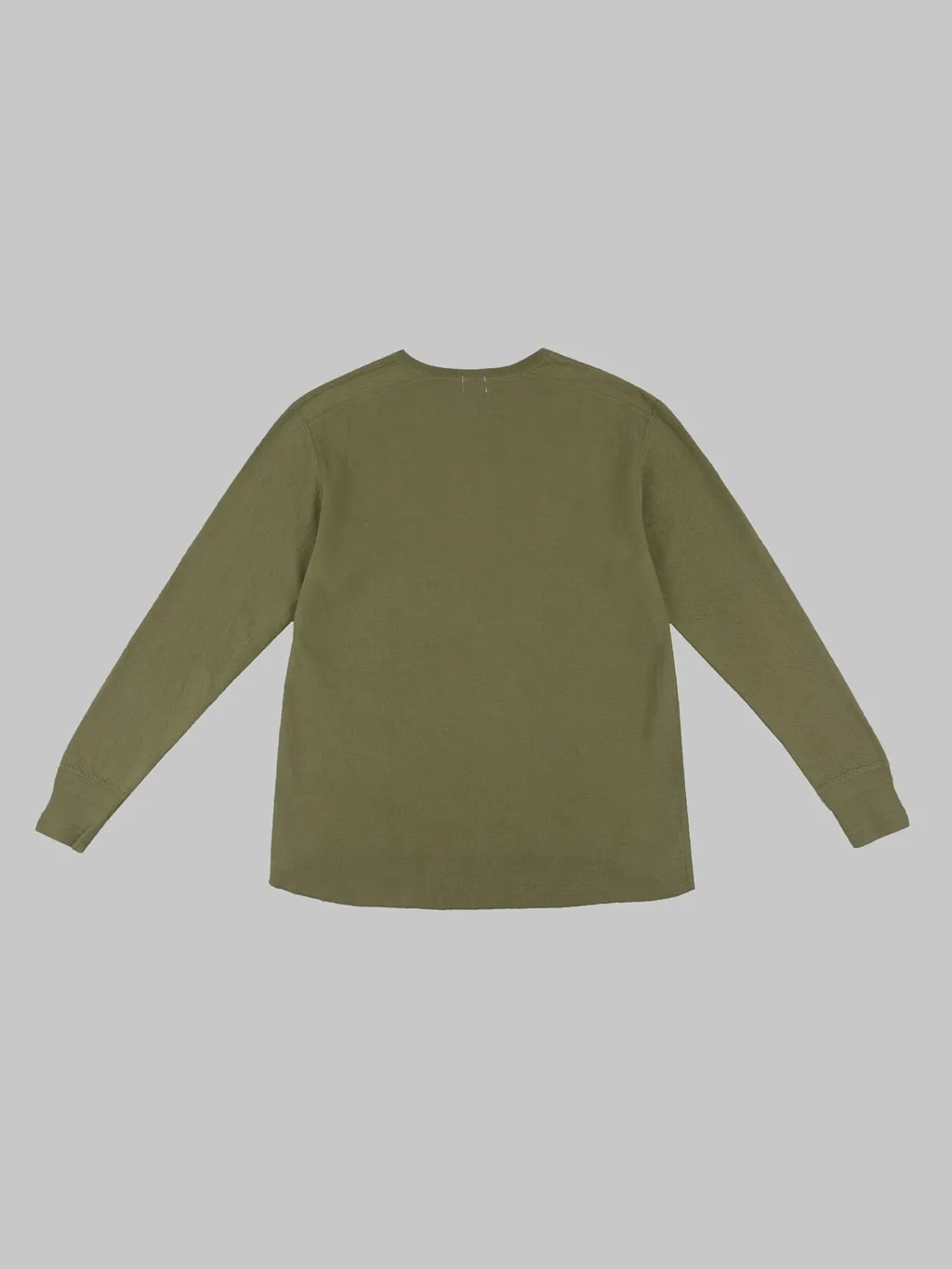 Loop & Weft Double-Faced Jacquard Henley Thermal Shirt in Army Olive