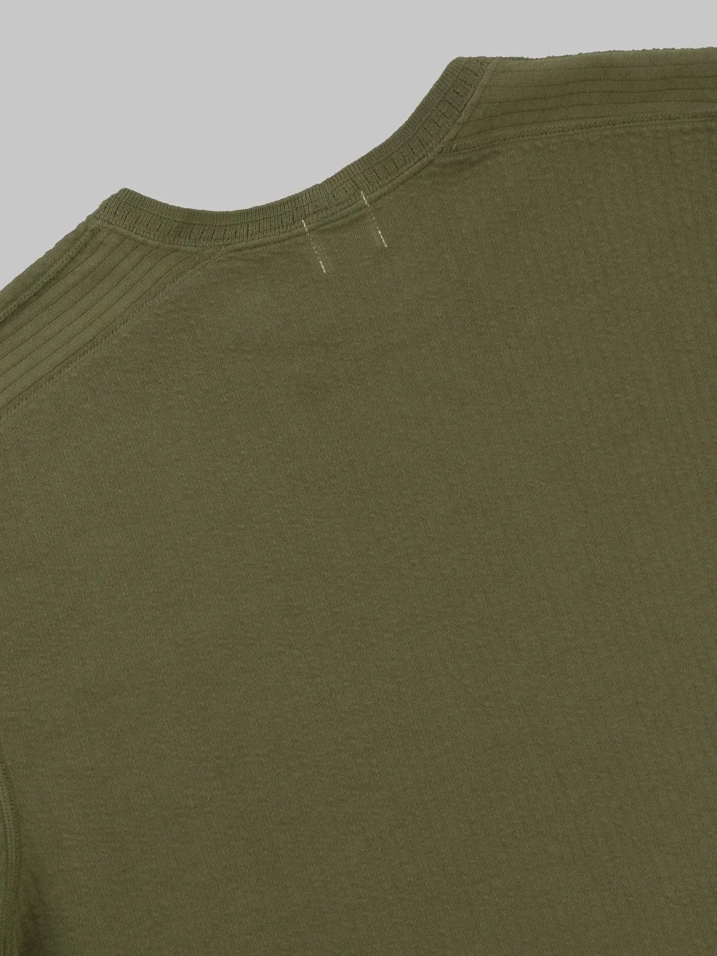 Loop & Weft Double-Faced Jacquard Henley Thermal Shirt in Army Olive