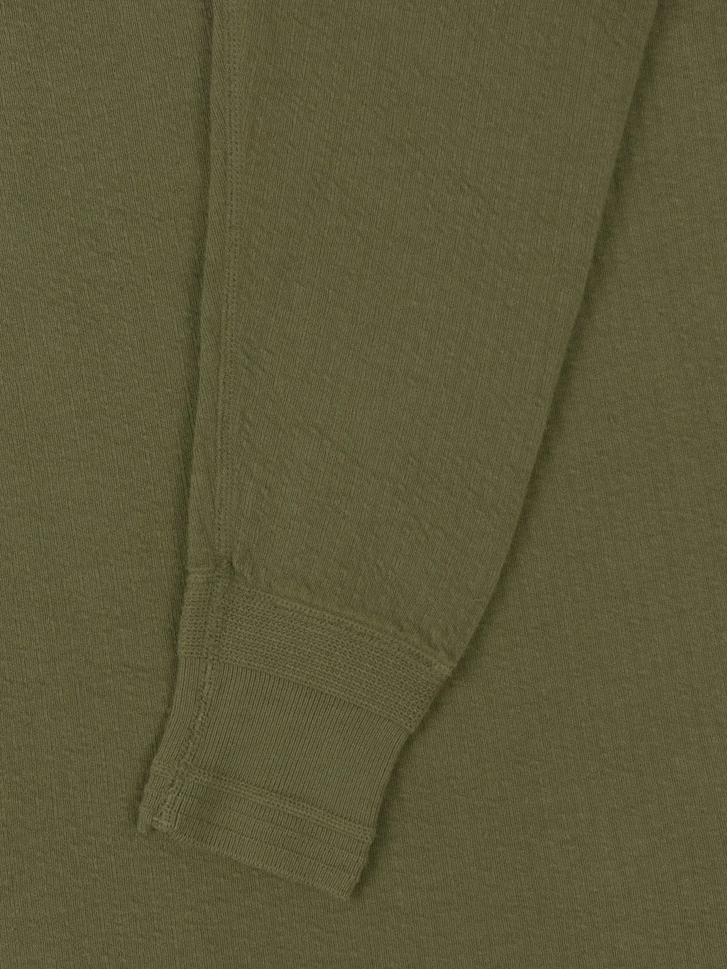 Loop & Weft Double-Faced Jacquard Henley Thermal Shirt in Army Olive