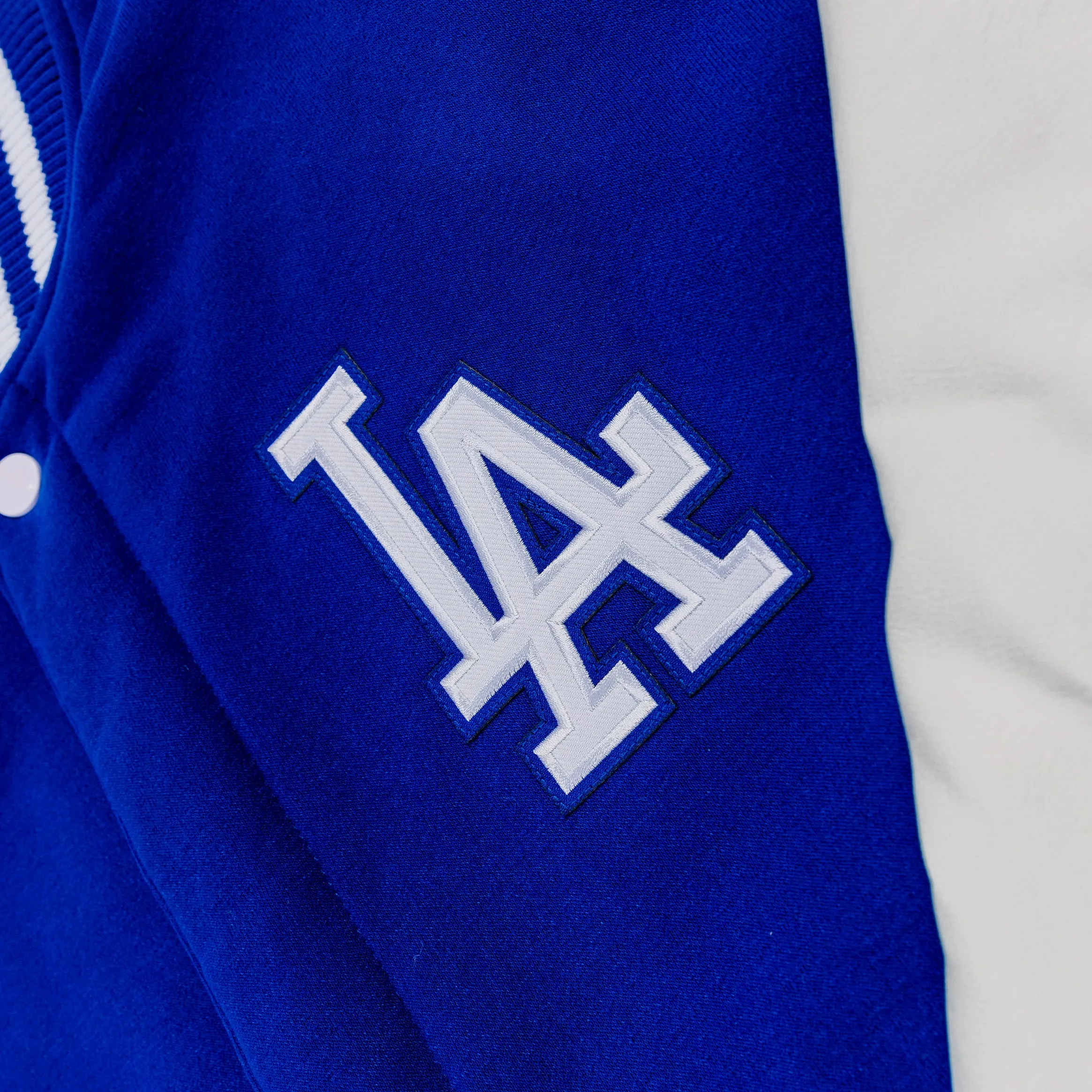 Los Angeles Dodgers Reversible Letterman Mens Jacket (Navy/White)