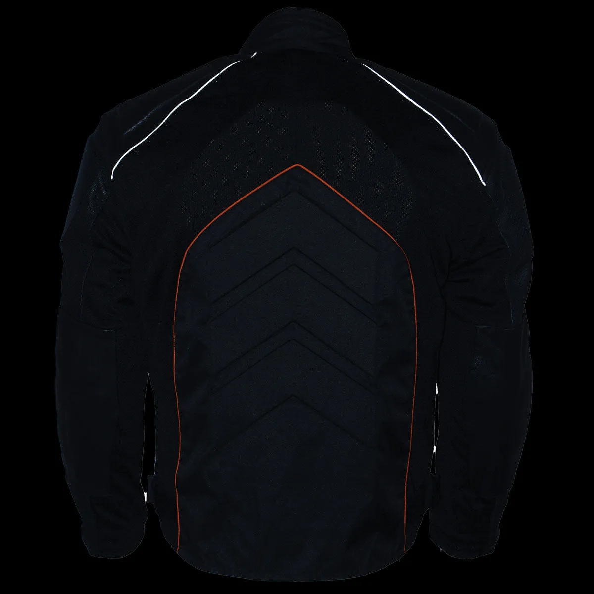 NexGen SH2153 Men's Black and Orange CE Armored Motorcycle Textile and Leather Combo Jacket