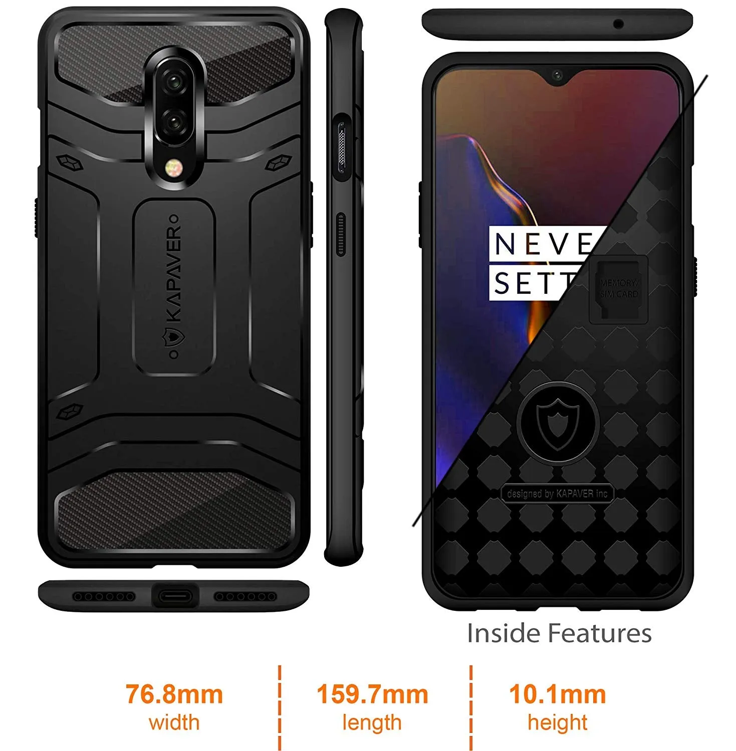 OnePlus 7 Back Cover Case | Rugged - Black