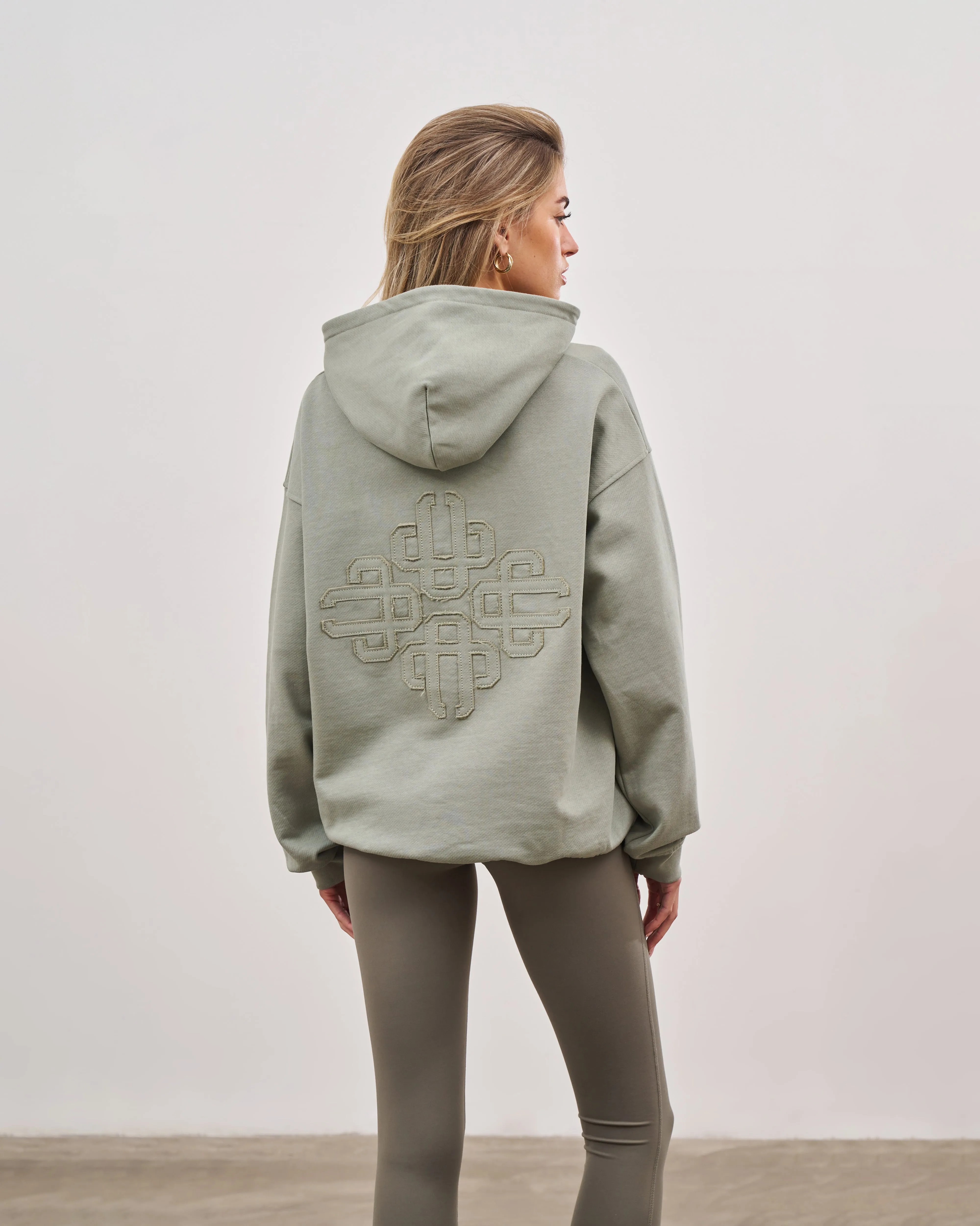 OUTLINE EMBLEM RELAXED HOODIE - SAGE