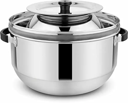 Prabha Stainless Steel Thermal Rice Cooker - Fast Heating, 1.5Kg Capacity, Durable Design - 2-Year Warranty