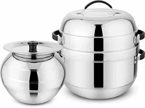 Prabha Stainless Steel Thermal Rice Cooker - Fast Heating, 1.5Kg Capacity, Durable Design - 2-Year Warranty