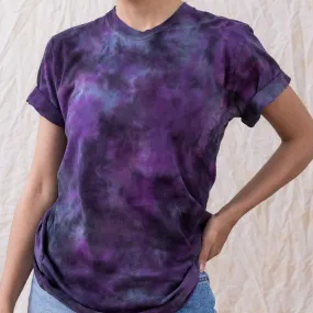 Purple dark grey tie dye pattern tee shirt funky one of a kind style