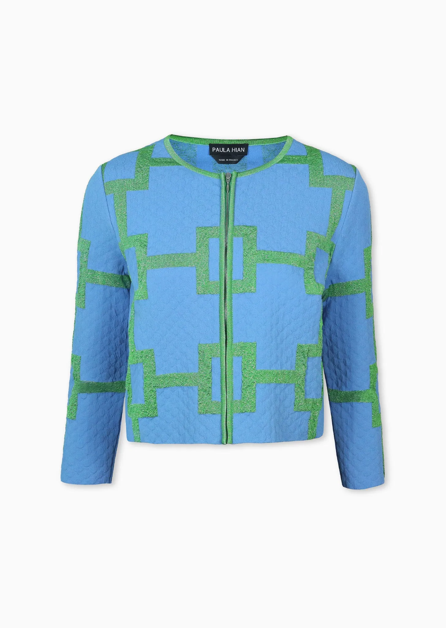 Quincy - Cropped Square Pattern Jacket