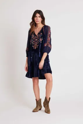 Rebelle Velvet Dress-indigo